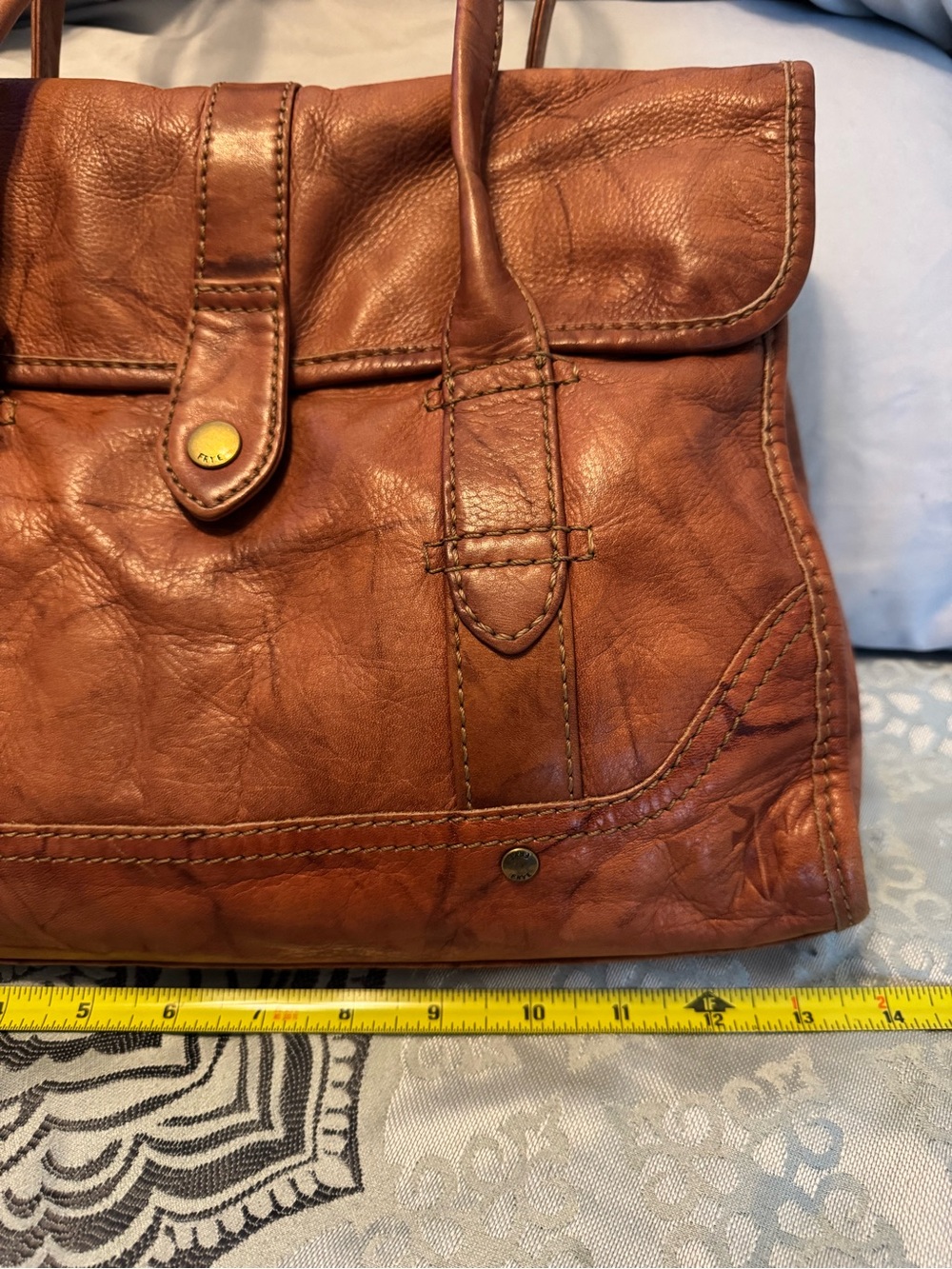 Vintage Frye Campus Leather Satchel/Handbag in Camel Brown - Picture 4 of 15